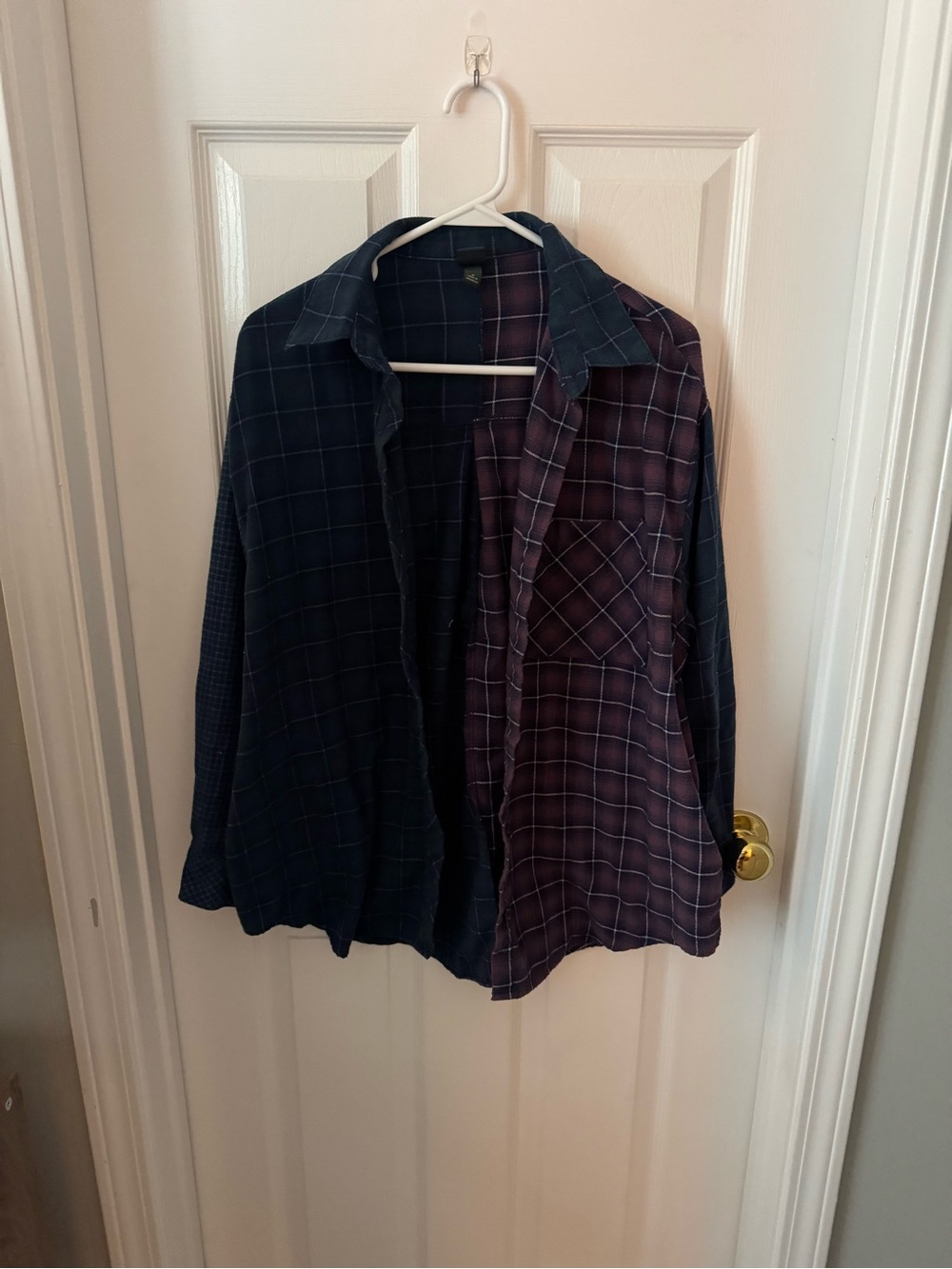 wild fable Two-Tone Plaid Button-Down Shirt - Navy & Burgundy